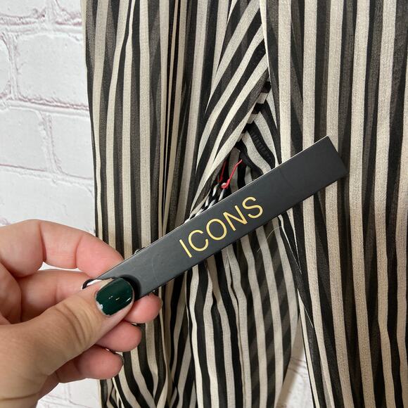 Icons Objects of Devotion Black White Stripe Flamenco Dress Womens Medium New - Picture 9 of 12